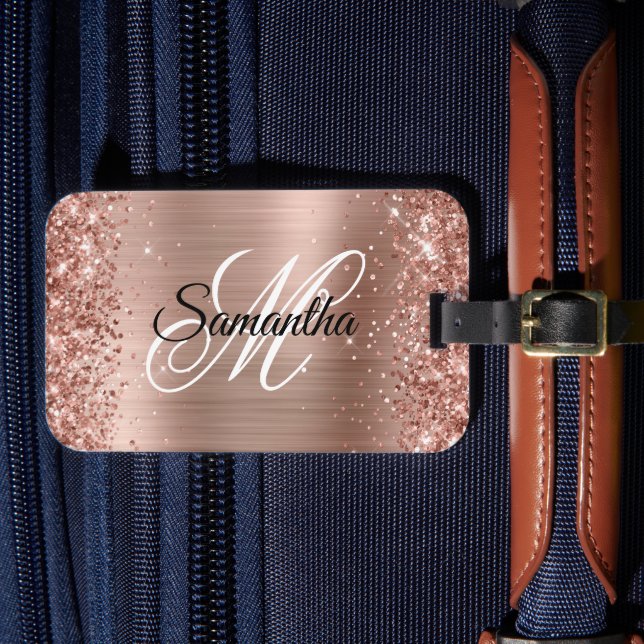 Glittrig Blank Rose Gold Fals Folie Bagagebricka (Framsida Insitu 4)