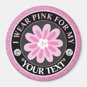 Glittrig blomma Bröstcancer medvetenhet design Magnet