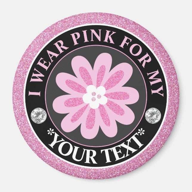 Glittrig blomma Bröstcancer medvetenhet design Magnet (Framsidan)