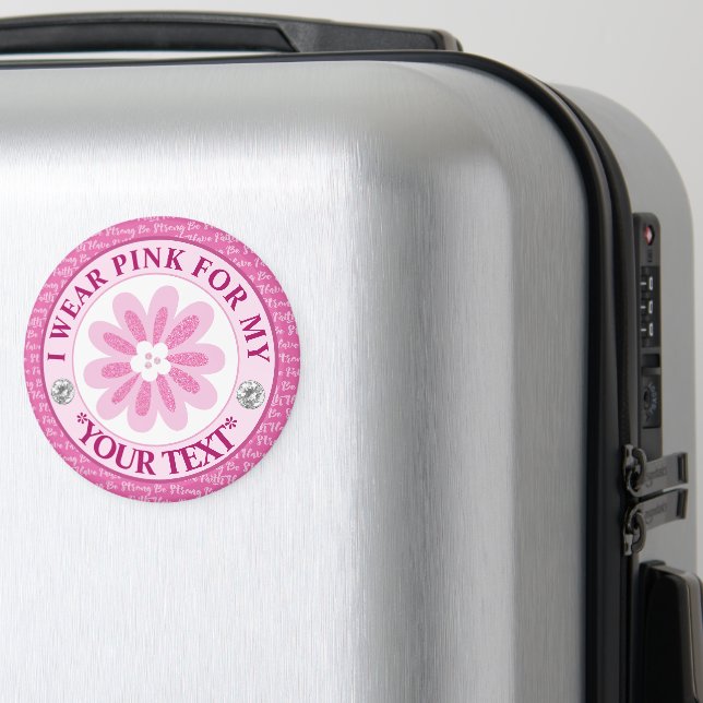 Glittrig blomma Bröstcancer medvetenhet design Magnet (In Situ (Luggage))