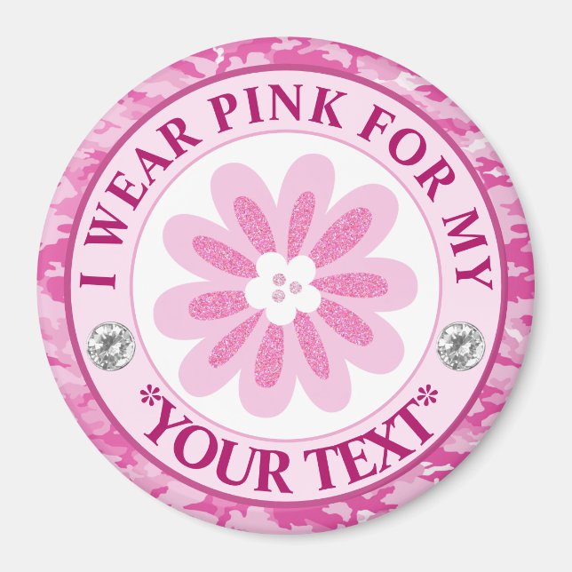 Glittrig blomma Bröstcancer medvetenhet design Magnet (Framsidan)