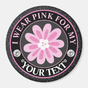 Glittrig blomma Bröstcancer medvetenhet design Magnet