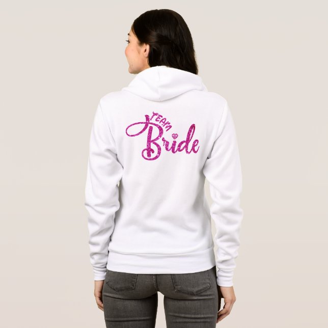 Glittrig brudtärna hoodie - Rosa bröllopsgåva T Shirt (Hel baksida)