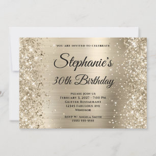 Glittrig champagnejspapper-monogram 30-årsfirande inbjudningar