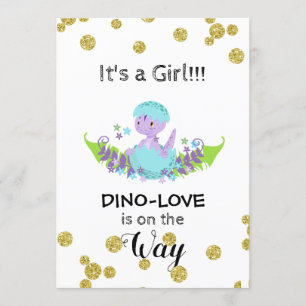 *~* Glittrig dinosaurie babyflicka - Inbjudan till
