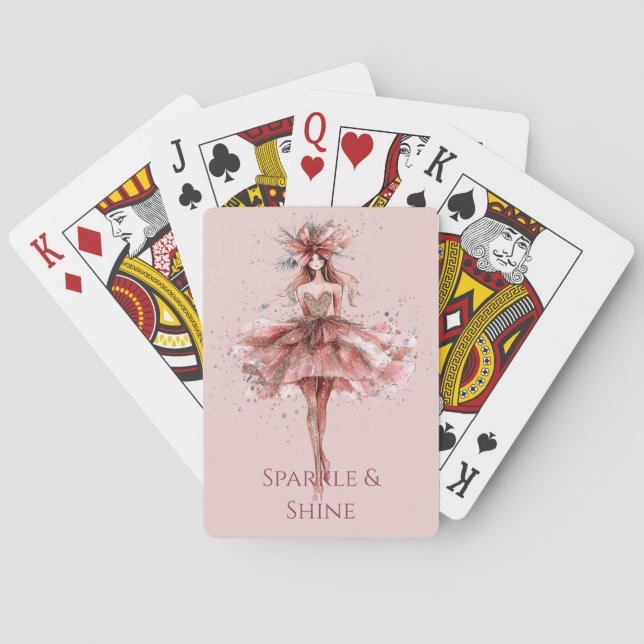 Glittrig flicka i klänning casinokort (Baksidan)