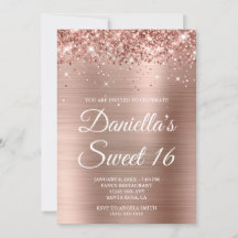Glittrig glitterrosa guld folie Sweet 16