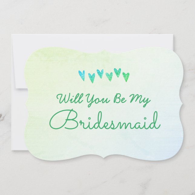 Glittrig Gradient Hjärtan Vill Du Vara Min Brudtär Inbjudningar (Framsida)