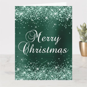 Glittrig grön folie Stor God Jul Kort