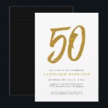 Glittrig guld 50-års födelsedagsinbjudan inbjudningar<br><div class="desc">Fira 50 år med denna svarta och falska guldglittrande inbjudan med en stor stiliserad 50</div>