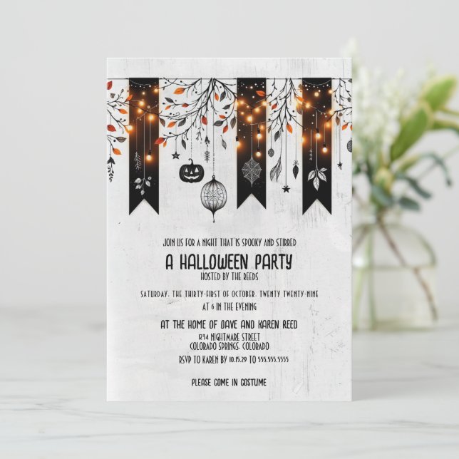 Glittrig Halloweenfest Inbjudningar (Stående Fram)