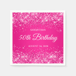 Glittrig het rosa 50-årsdag pappersservett