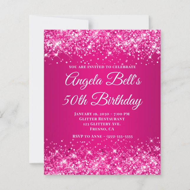 Glittrig het rosa hallon ombré elegant monogram (Framsida)