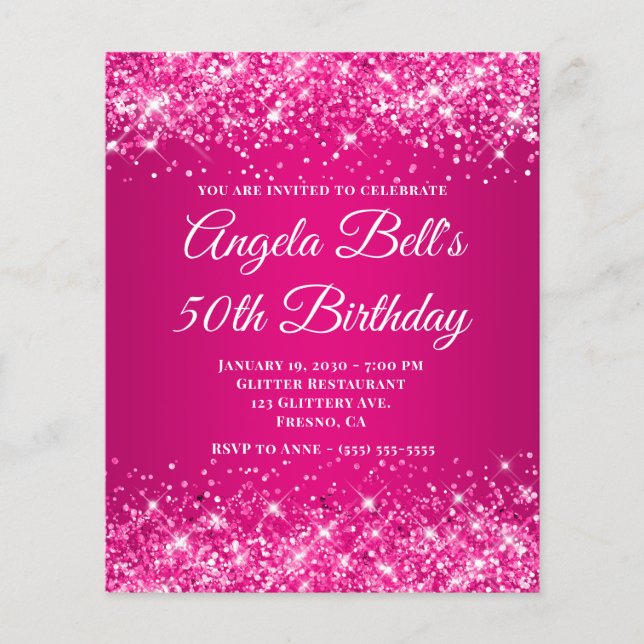 Glittrig het rosa hallon ombré elegant monogram flygblad (Framsidan)