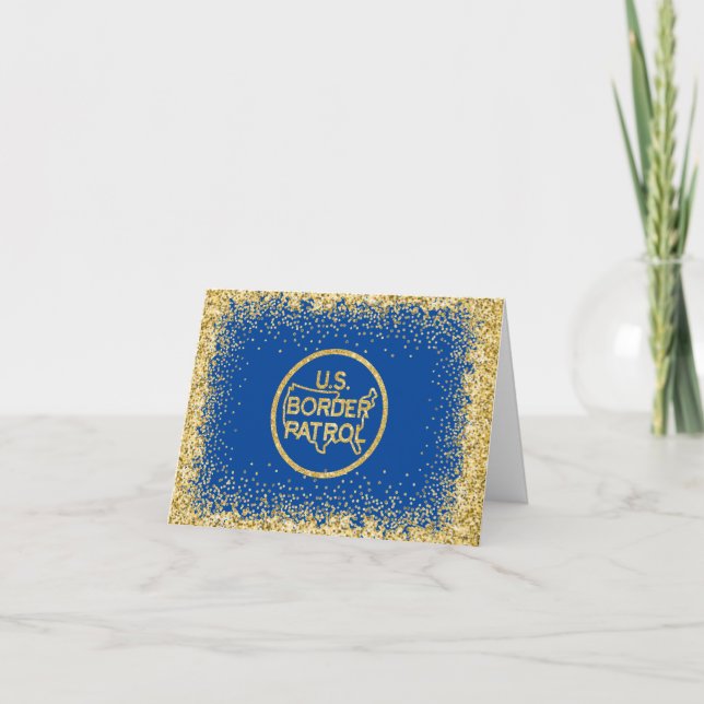 Glittrig julkort med logotyp för USA:s gränspatrul Kort (Framsida)