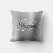 Glittrig Kant Silver Folie Elegant Monogram
