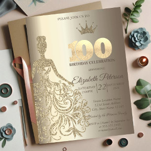 Glittrig klänning, diamanter champagne 100-årsdag inbjudningar
