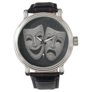 Glittrig komedi & tragedi dramamask armbandsur