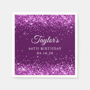 Glittrig lila 60-årsdag pappersservett