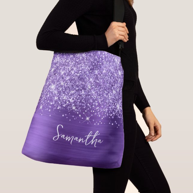 Glittrig Lila Ametist Glamnamn Axelväska (Närbild)
