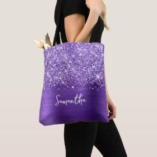 Glittrig Lila Ametist Glamnamn Tygkasse