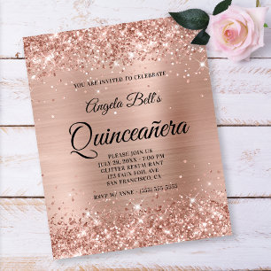 Glittrig Ljus Roséguld Quinceañera Pappersfolder Flygblad