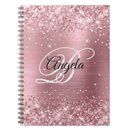 Glittrig Ljusrosa Folie Monogram Anteckningsbok