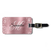 Glittrig Ljusrosa Folie Monogram