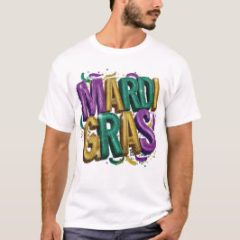 Glittrig Mardi Gras Gras Damtröja, Lila T Shirt