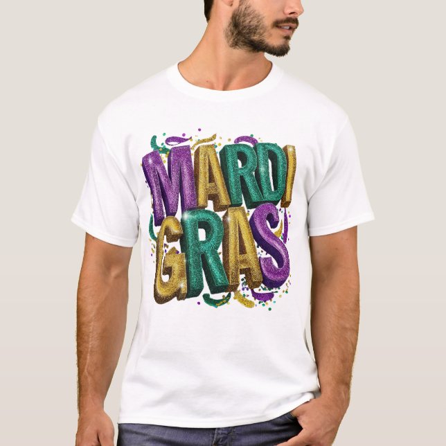 Glittrig Mardi Gras Gras Damtröja, Lila T Shirt (Framsida)