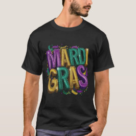 Glittrig Mardi Gras Gras Damtröja, Lila T Shirt
