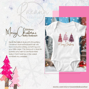 Glittrig Merry Christmas Baby Onesie Klänning Body T Shirt