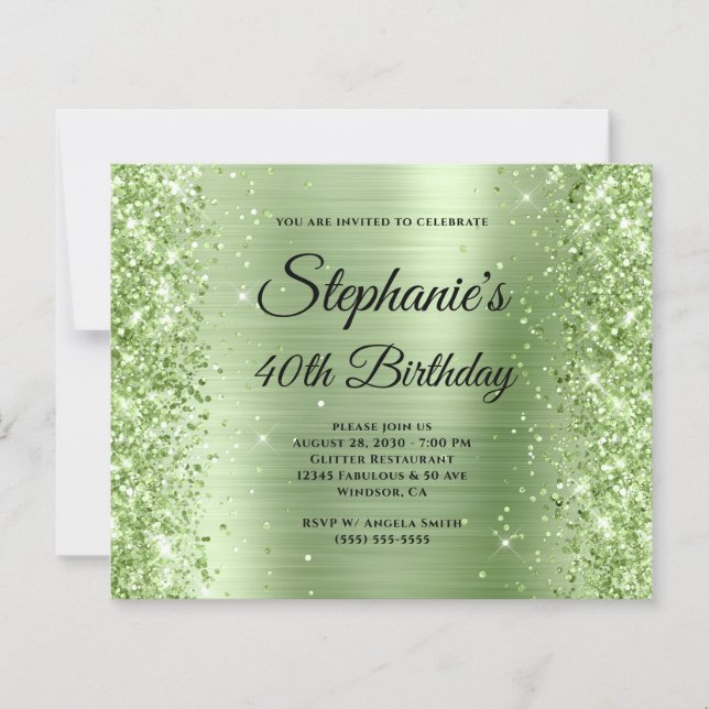 Glittrig Mint Glam Lyx Monogram 40-årsfirande (Framsida)