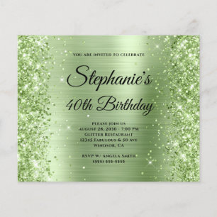Glittrig Mint Glam Lyx Monogram 40-årsfirande Flygblad