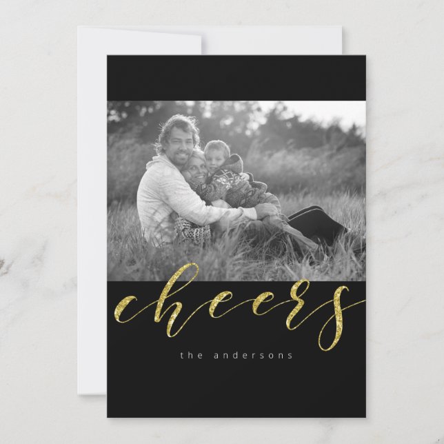 Glittrig Nyårsafton Julkort (Framsida)