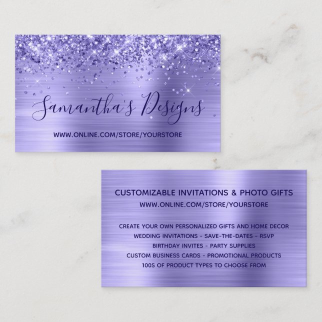 Glittrig Periwinkle-folie Webbutik Visitkort (Fram/baksida)