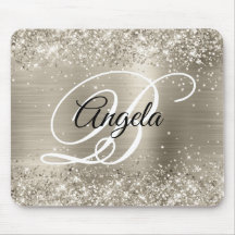 Glittrig platina borstad folie-monogram