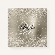 Glittrig Platinaborstad Folie Monogram