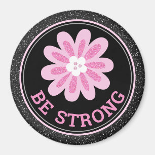 Glittrig Rosa Blomma Bröstcancer Medvetenhet Desig Magnet