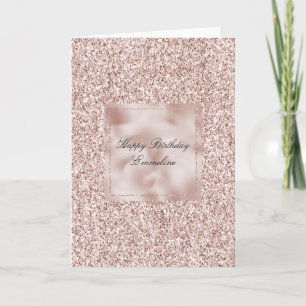 Glittrig Rosa Glitter Födelsedag   Kort