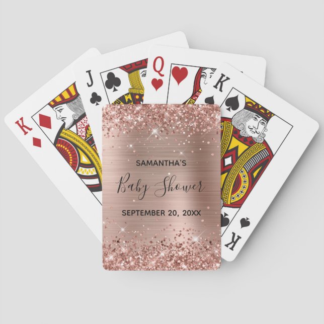 Glittrig Rosa Guld Bebis Badrums Förmån Casinokort (Baksidan)