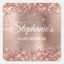 Glittrig Rosa Guld Bebis Shower