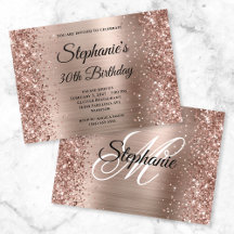Glittrig Rosa Guld Fancy Monogram 30-årsfirande