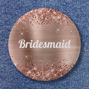 Glittrig rosa guld folie brudtärna knapp
