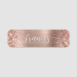 Glittrig rosa guld folie handskriven stil namnbricka