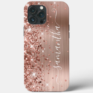 Glittrig Rosa Guld Folie Modern Flickig Signatur