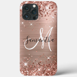 Glittrig Rosa Guld Folie Svart och Vitt Monogram