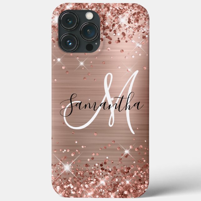 Glittrig Rosa Guld Folie Svart och Vitt Monogram (Baksida)