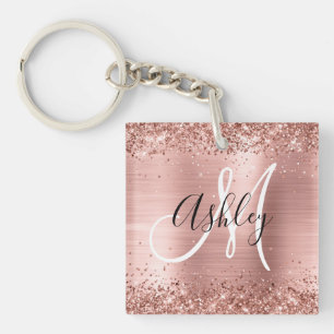 Glittrig Rosa Guld Folie Svart och Vitt Monogram