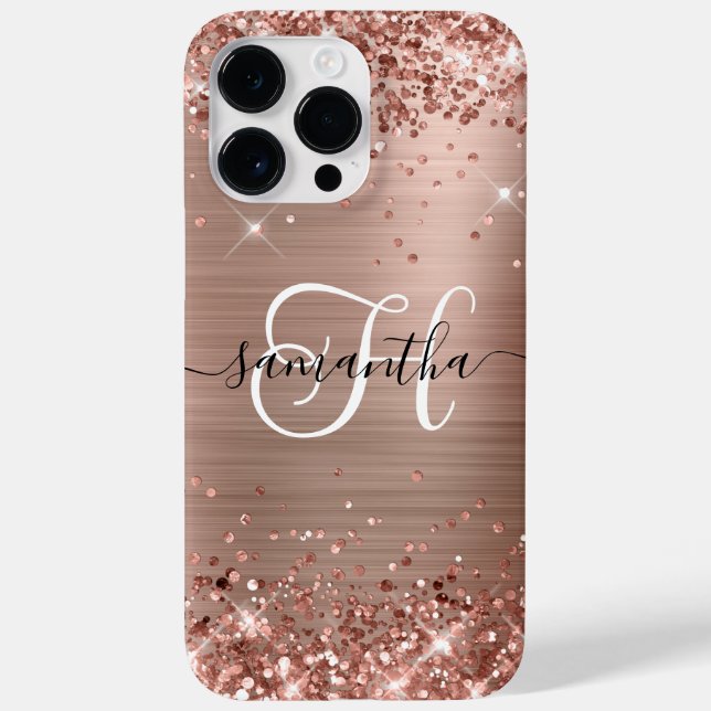 Glittrig Rosa Guld Glam Monogram (Baksida)